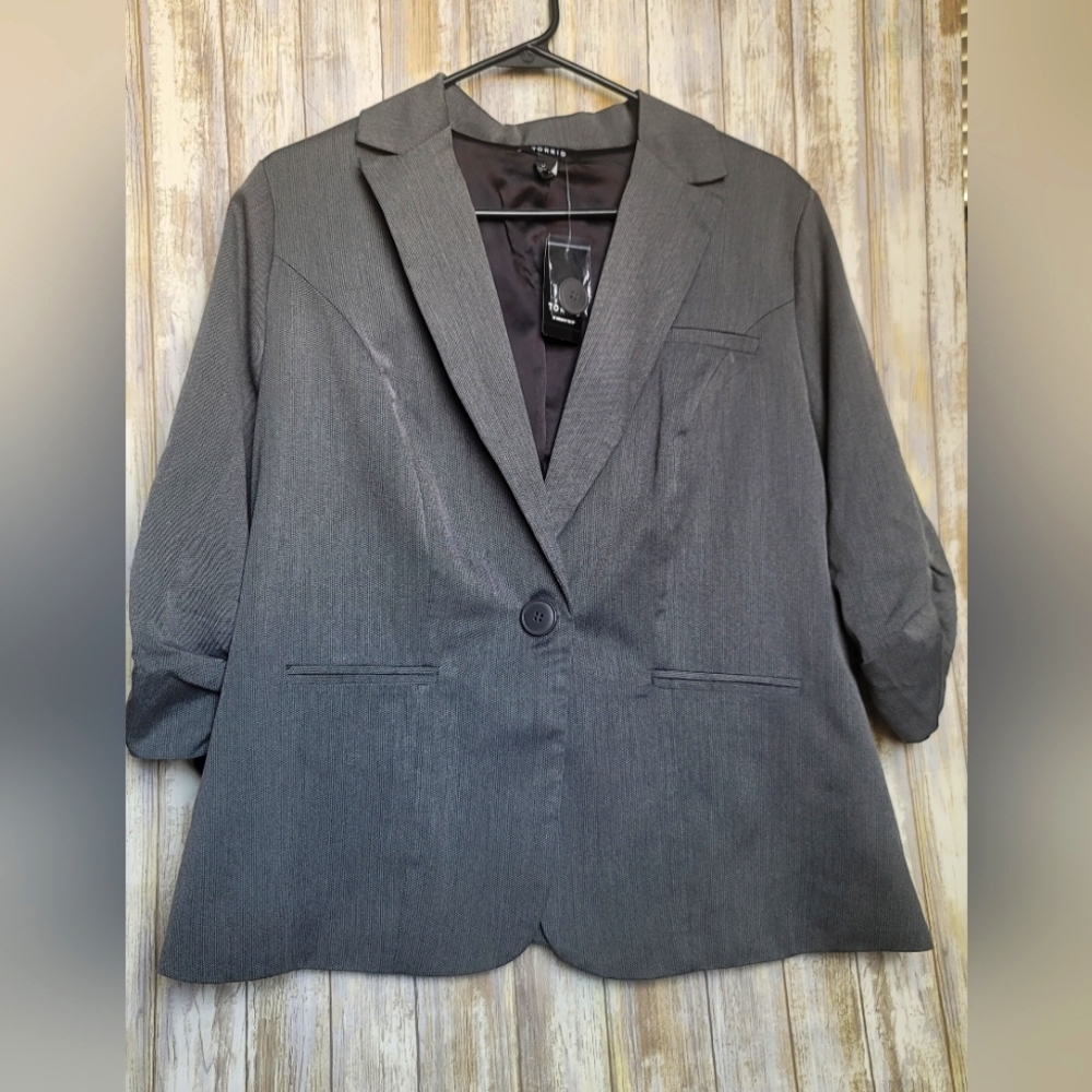 Gray 3/4 sleeve Blazer Torrid Size 0 NWT